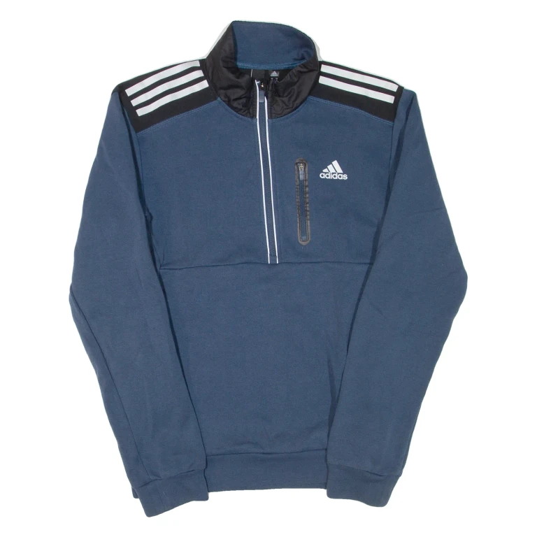 ADIDAS Mens Jumper Blue 1/2 Zip Tight Knit XS