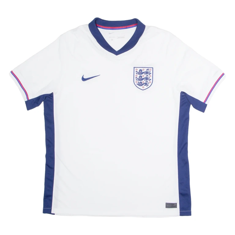 NIKE Dri Fit England Mens Football Shirt Jersey White V-Neck L