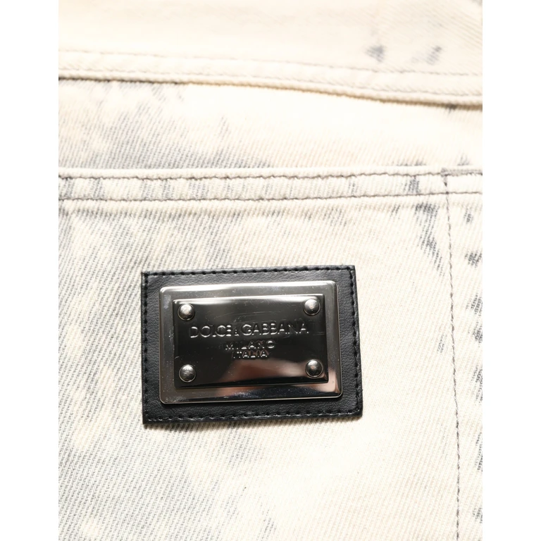 Dolce & Gabbana Beige Tie Dye Cotton Straight Men Denim Jeans Elastane Clothing - Men