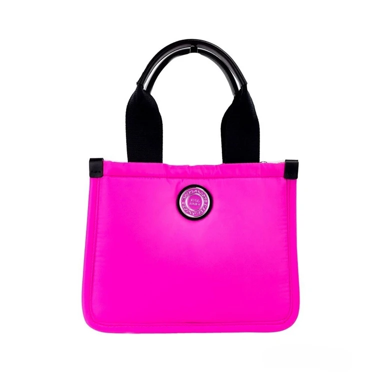 Marc Jacobs Small Neon Fuchsia Nylon Fabric Tote Convertible Bag Purse Silver - Women