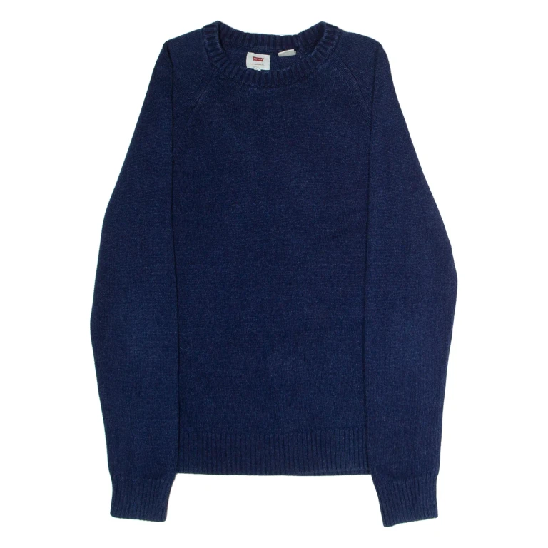 LEVI'S Mens Jumper Blue Crew Neck Tight Knit S