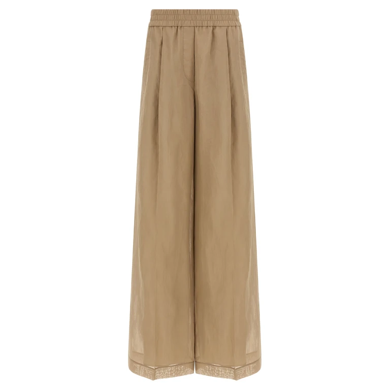 Brunello Cucinelli Beige Cotton Casual Pants - Women