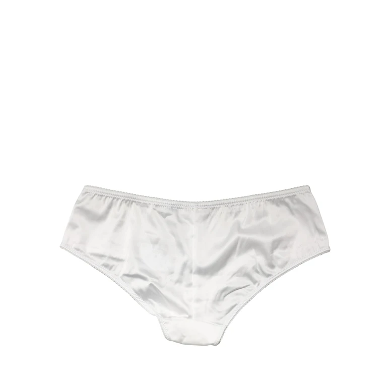 White Silk Stretch Mid Waist Brief Panty Underwear Elastane Clothing - Women