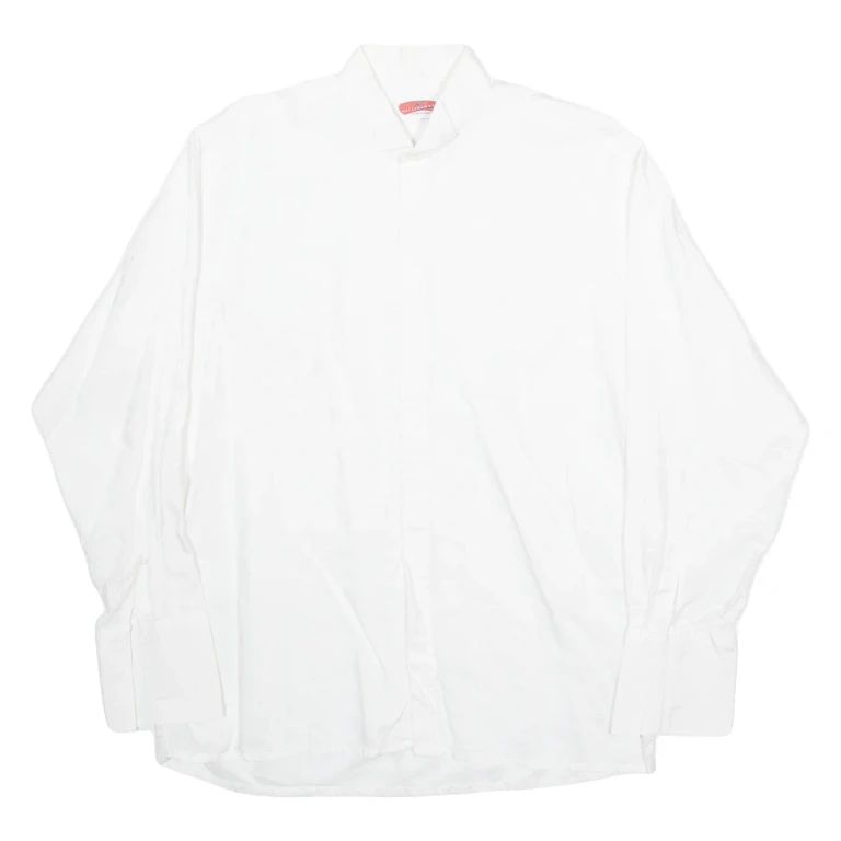 MARK THOMBARD Mens Plain Shirt White Long Sleeve L