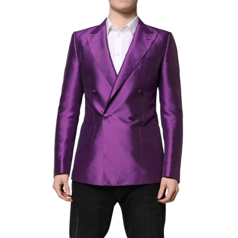 Dolce & Gabbana Purple Double Breasted Men Suit Coat Blazer Polyester - Men