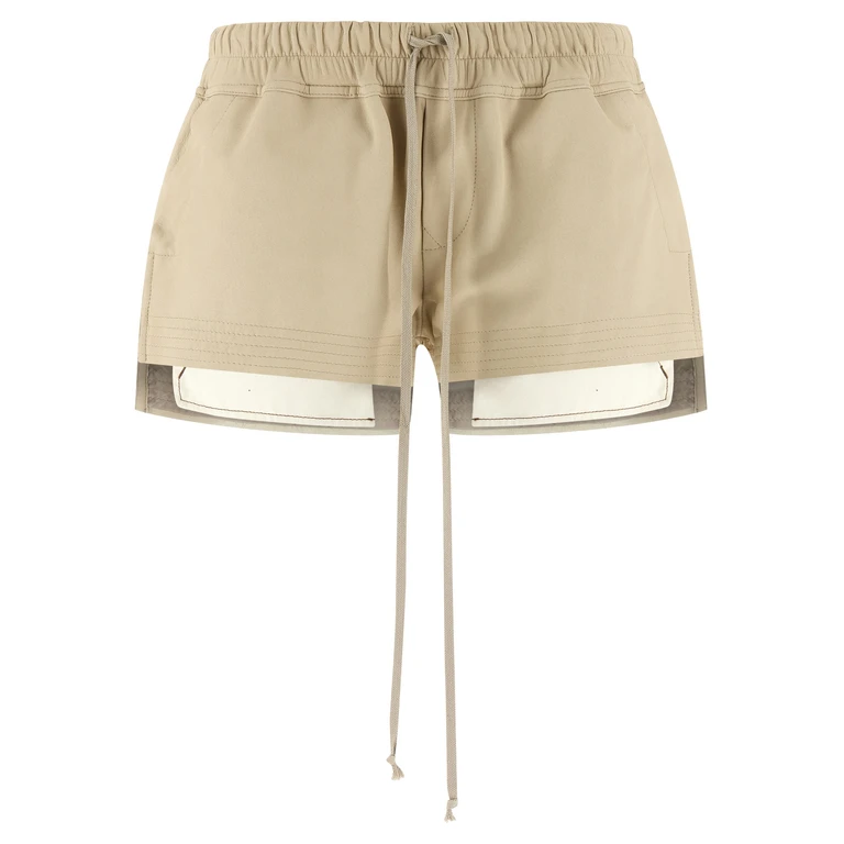 Beige Lamb Leather Bermuda Shorts - Women