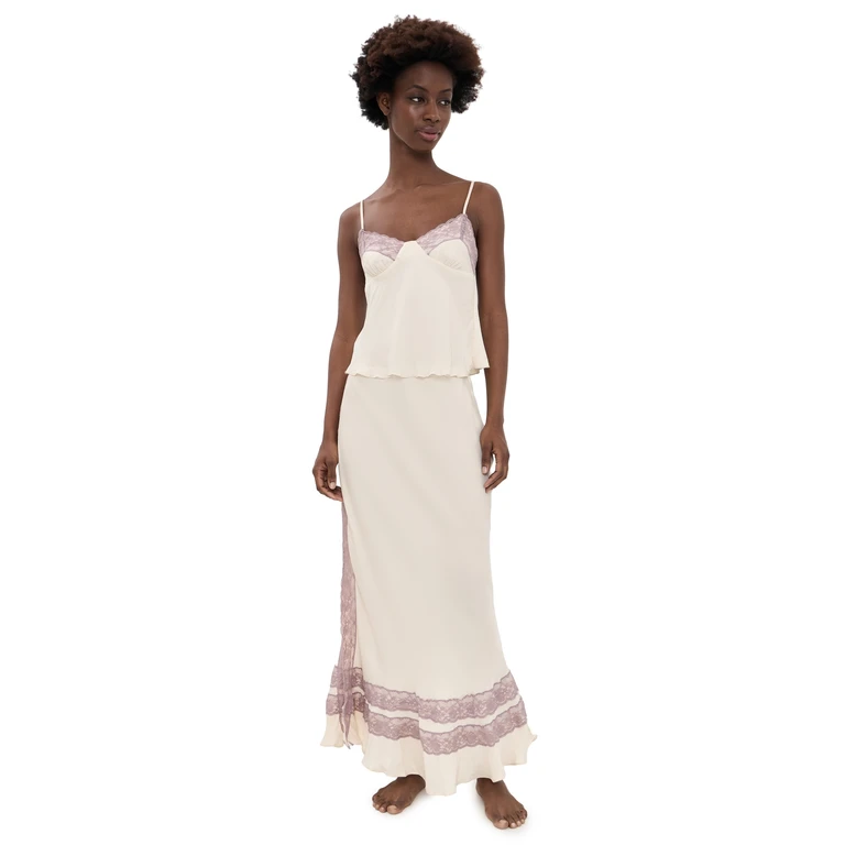 Free People Wish You Were Here Slip Set Pearled Elderberry C L