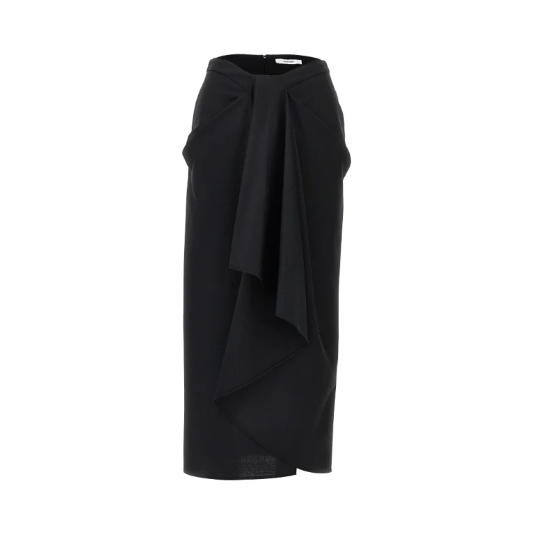 GIVENCHY Wool and mohair draped long skirt Woman 36