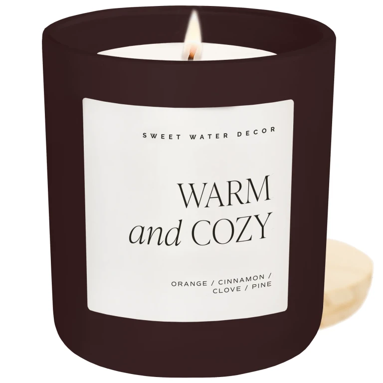 Warm and Cozy Soy Candle - Brown Matte Jar - 15 oz