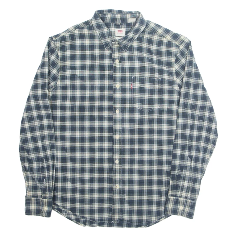 LEVI'S Slim Fit Mens Shirt Blue Check Long Sleeve L