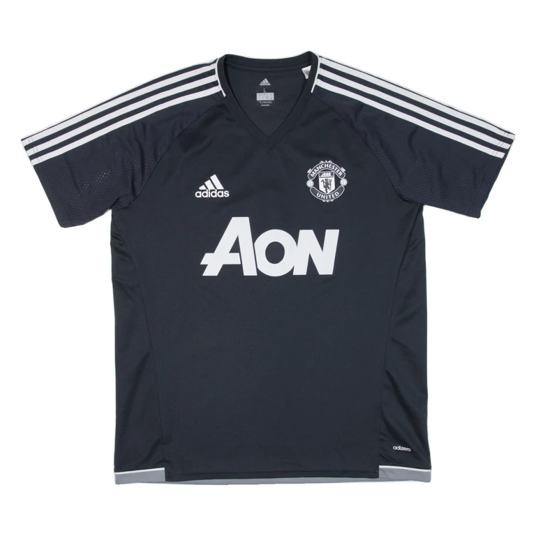 ADIDAS Manchester United Mens Football Shirt Jersey Grey V-Neck L