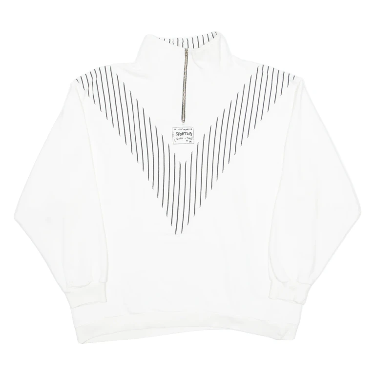 SPORTLIFE Womens Sweatshirt White 1/4 Zip L