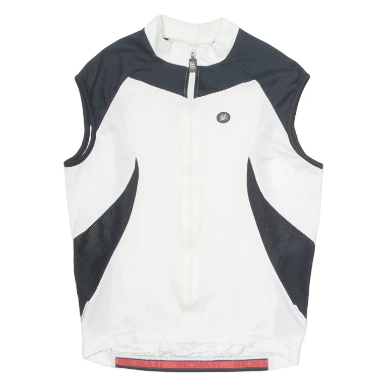 TEAM+ Cycling Mens Jersey White Sleeveless 1/4 Zip M
