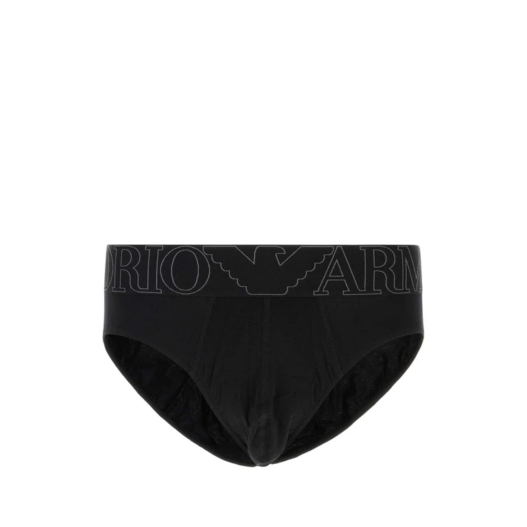 Emporio Armani Black Stretch Cotton Brief Exterior: Elastane Intimo - Men