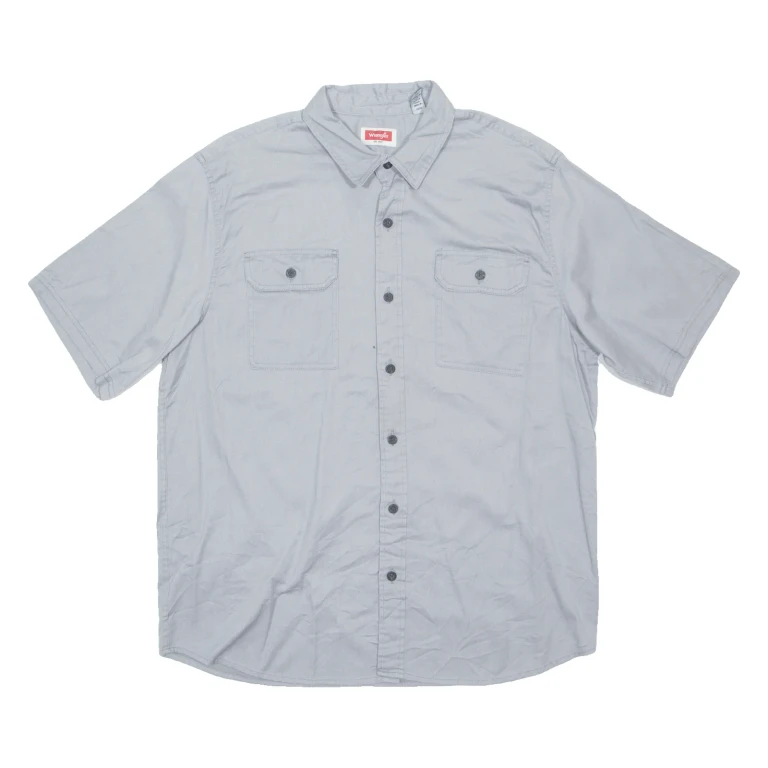 WRANGLER Mens Plain Shirt Grey L