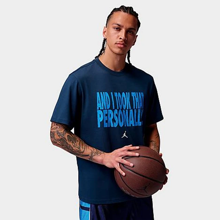 Men's Jordan Sport Dri-FIT And I Took That Personally T-Shirt in Midnight Navy/University Blue/White Size: XS
