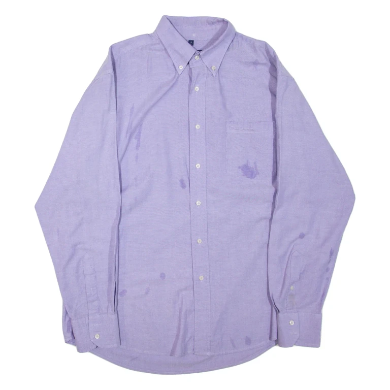 BEN SHERMAN Mens Plain Shirt Purple Long Sleeve L