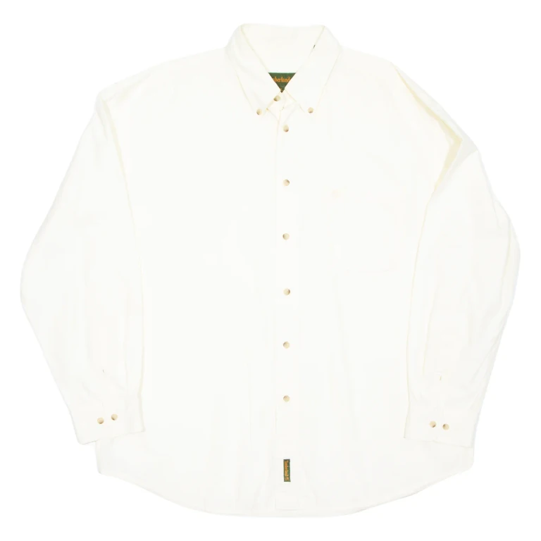 TIMBERLAND Mens Plain Shirt Yellow Long Sleeve L