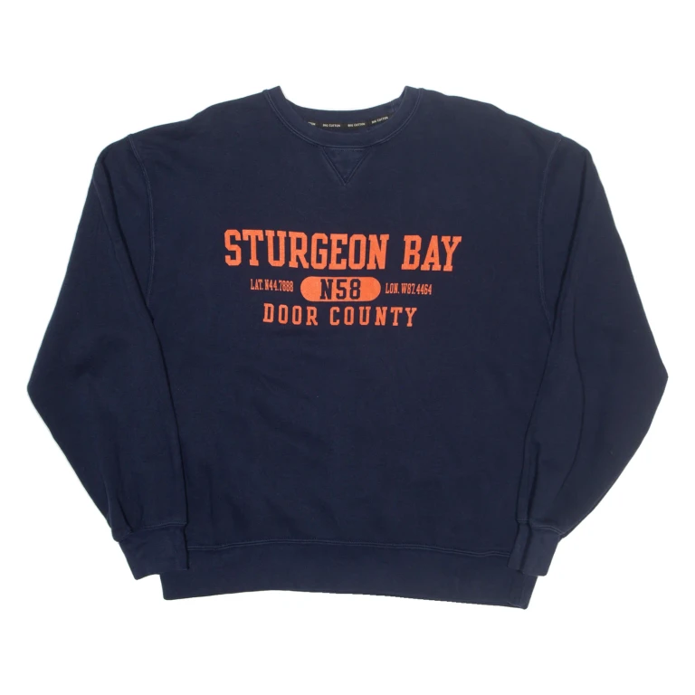 BIG COTTON Sturgeon Bay Mens Sweatshirt Blue USA L