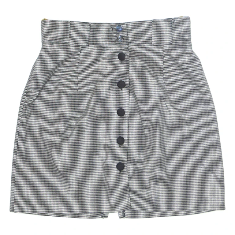 Womens Straight Skirt Black Short Houndstooth S
