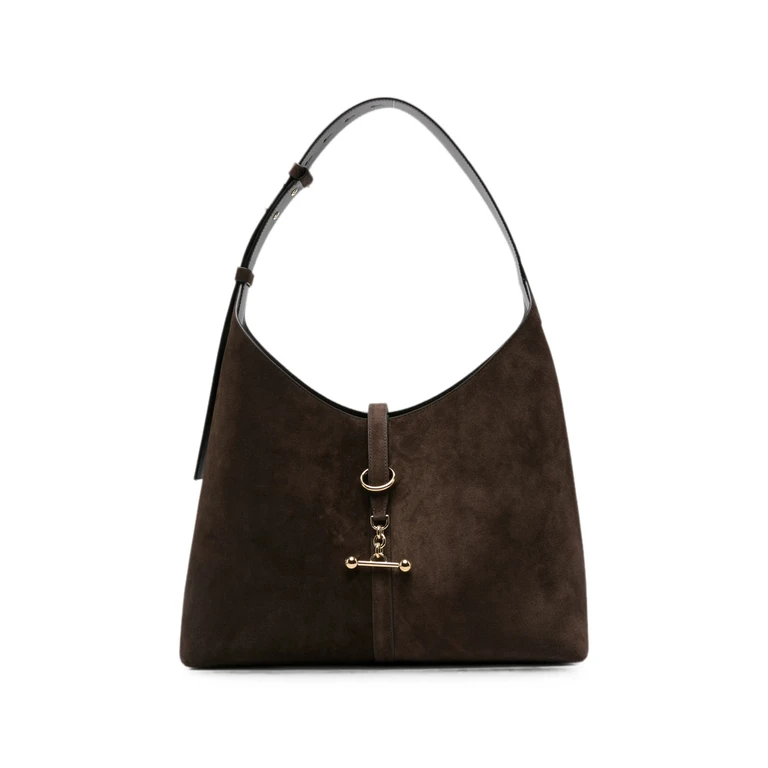 Suede Bar-detail Shoulder Bag