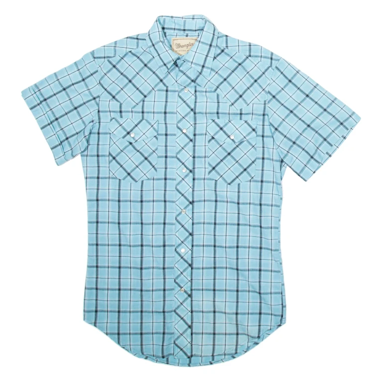 WRANGLER Mens Shirt Blue Check S