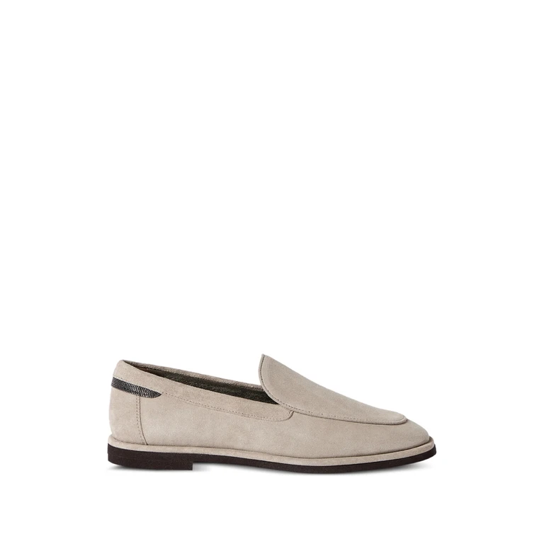 Brunello Cucinelli Suede Loafers With Shiny Detail