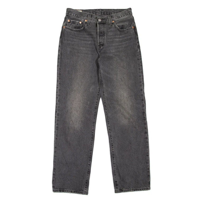 LEVI'S 501 BIG E Jeans Womens Grey Regular Straight Stone Wash W26 L30