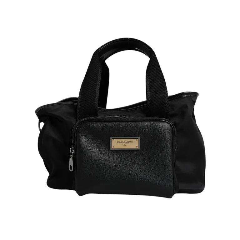Black Shoulder Strap Pet Carry Logo Plaque Bag Nylon Leather Acrylic - Men