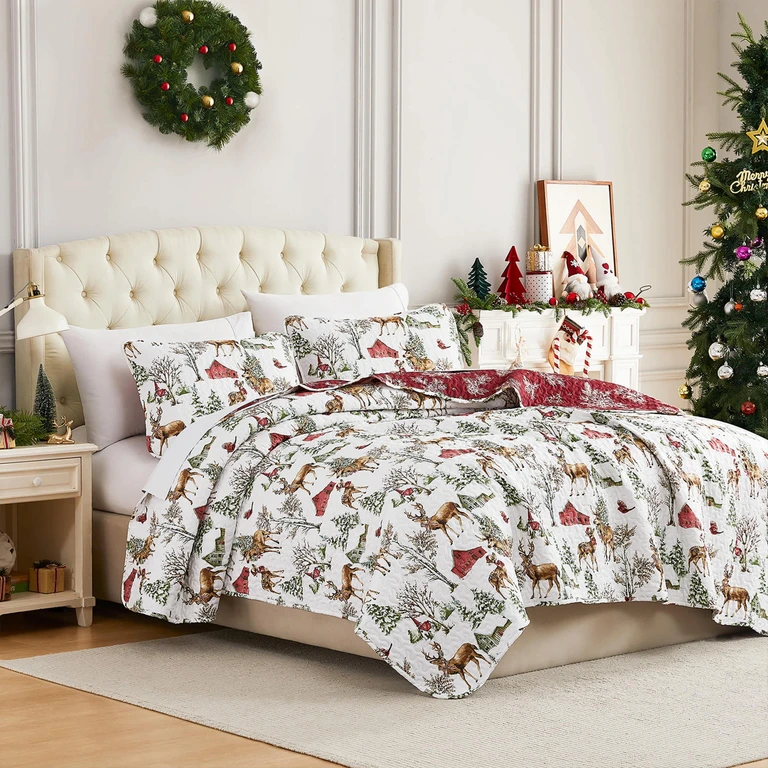 White Christmas Oversized Quilt Set