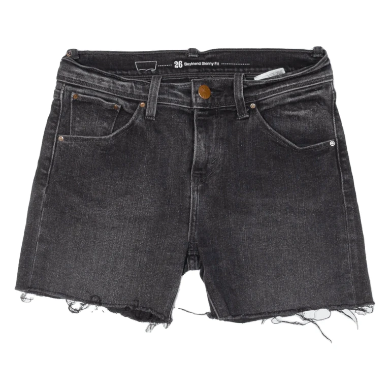 LEVI'S Cut Off Skinny Boyfriend Womens Denim Shorts Black Slim XS W28