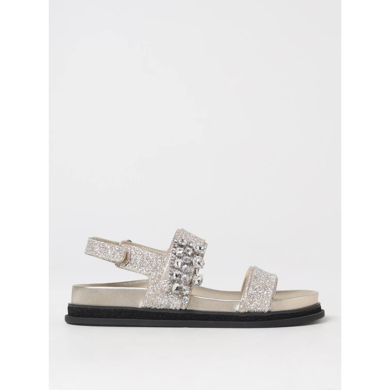 JIMMY CHOO Flat Sandal Woman color Gold (VERITYSANDALFLATGKSAND/CRYSTAL)