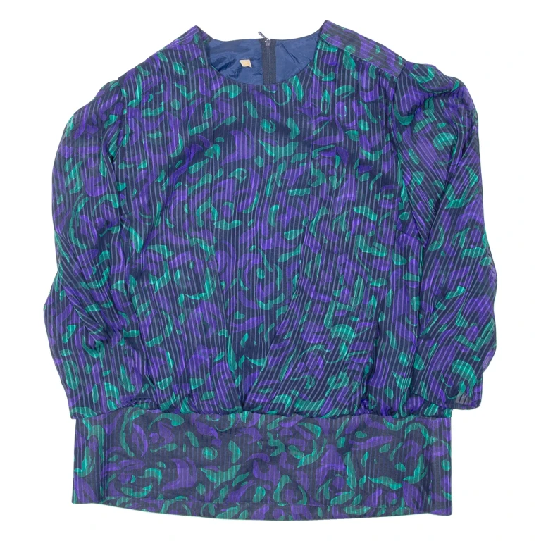 Womens Printed Blouse Purple Long Sleeve Crazy Pattern L