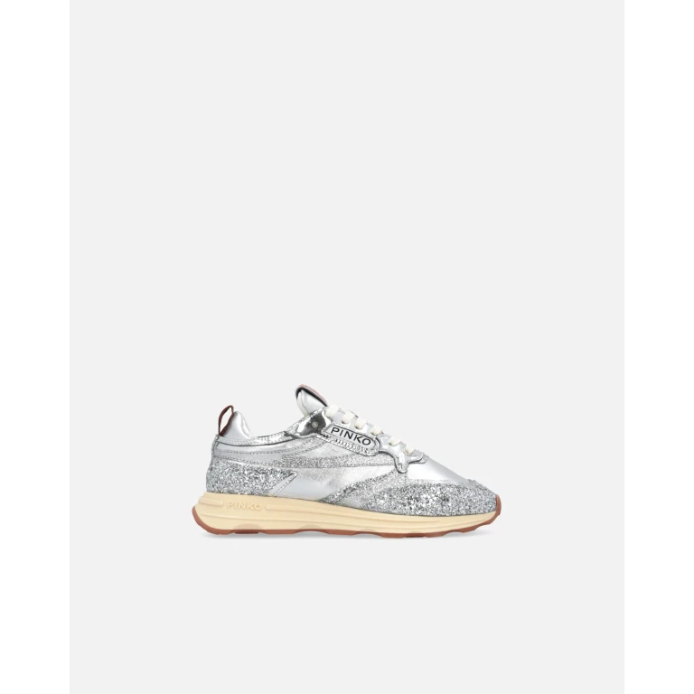 Pinko - Sneakers lamées à paillettes argentées - 36