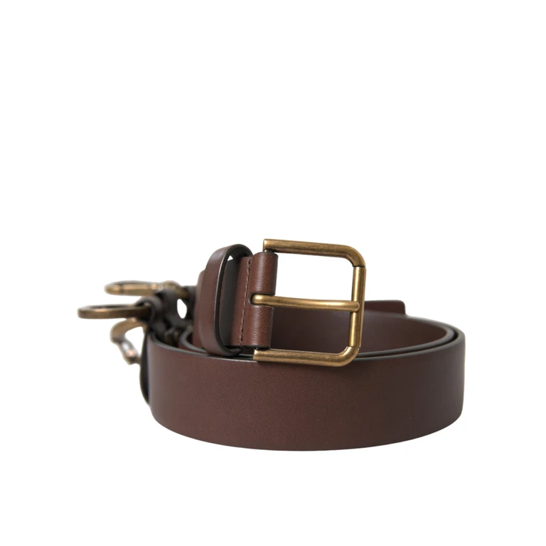 Dolce & Gabbana Brown Calf Leather Gold Metal Buckle Belt - Men