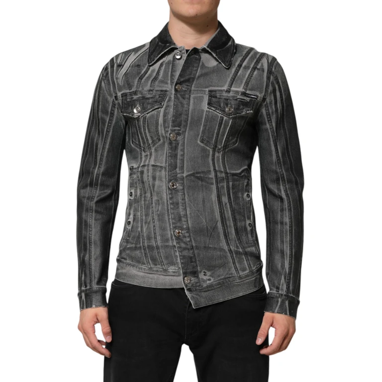 Dolce & Gabbana Gray Washed Cotton Stretch Denim Jacket Elastane Clothing - Men
