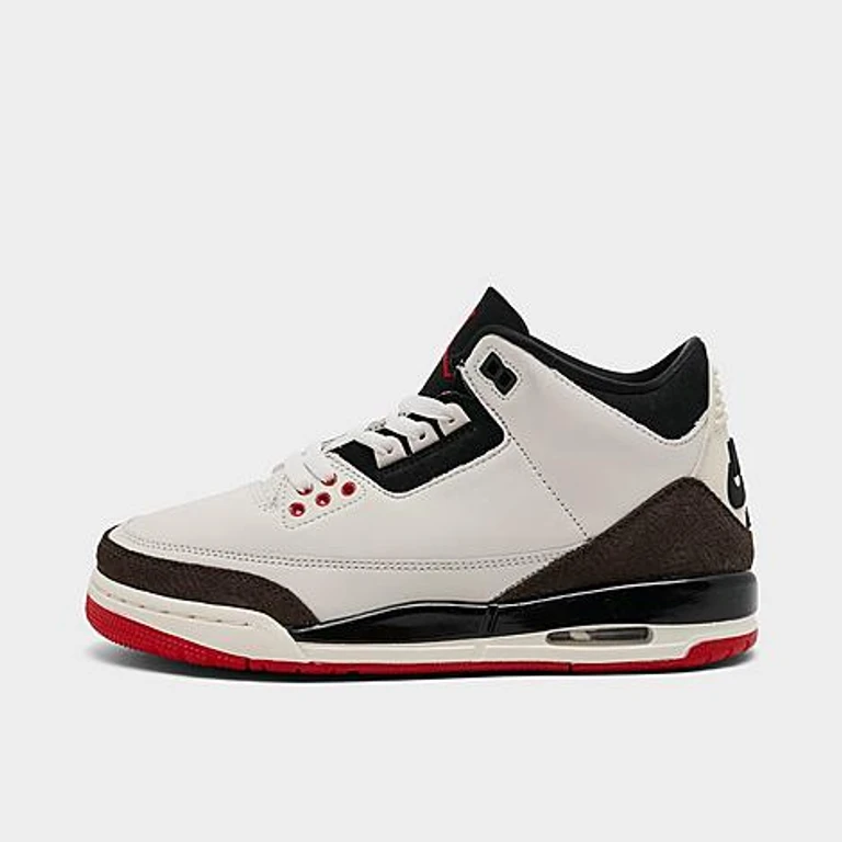 Jordan Big Kids Air Retro 3 Basketball Shoes in Sail/Black/University Red Size: 3.5
