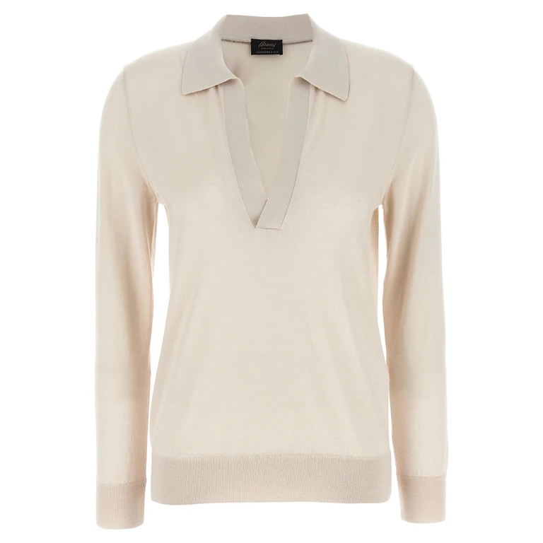 Brioni Beige Cashmere Polo Shirt - Women