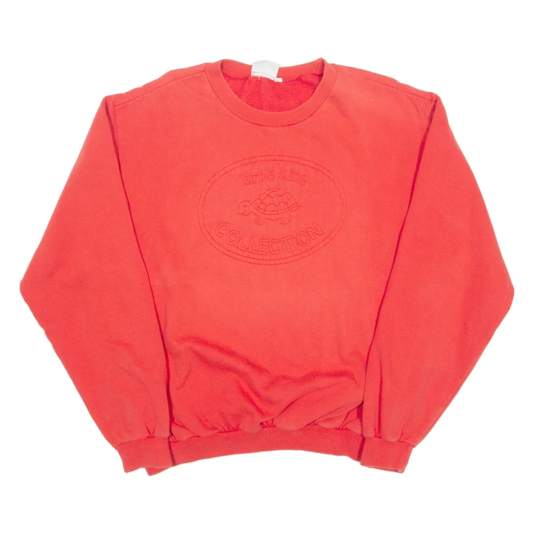 TURTLE LINE Mens Sweatshirt Red Crewneck L