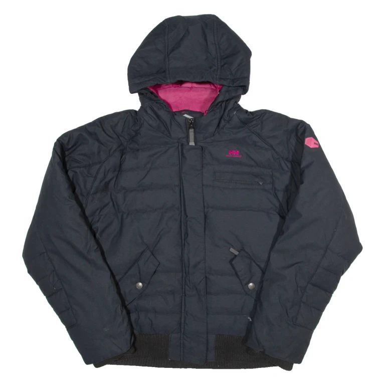 HELLY HANSEN Down Insulated Womens Puffer Jacket Black Nylon Hooded L