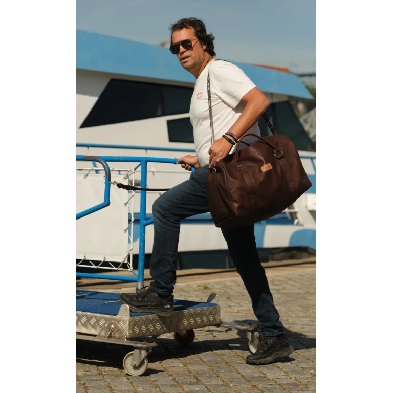 Xcape Vegan Leather Duffle Bag dark brown