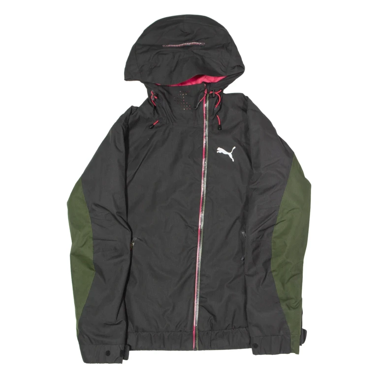PUMA Womens Rain Jacket Black Hooded UK 12