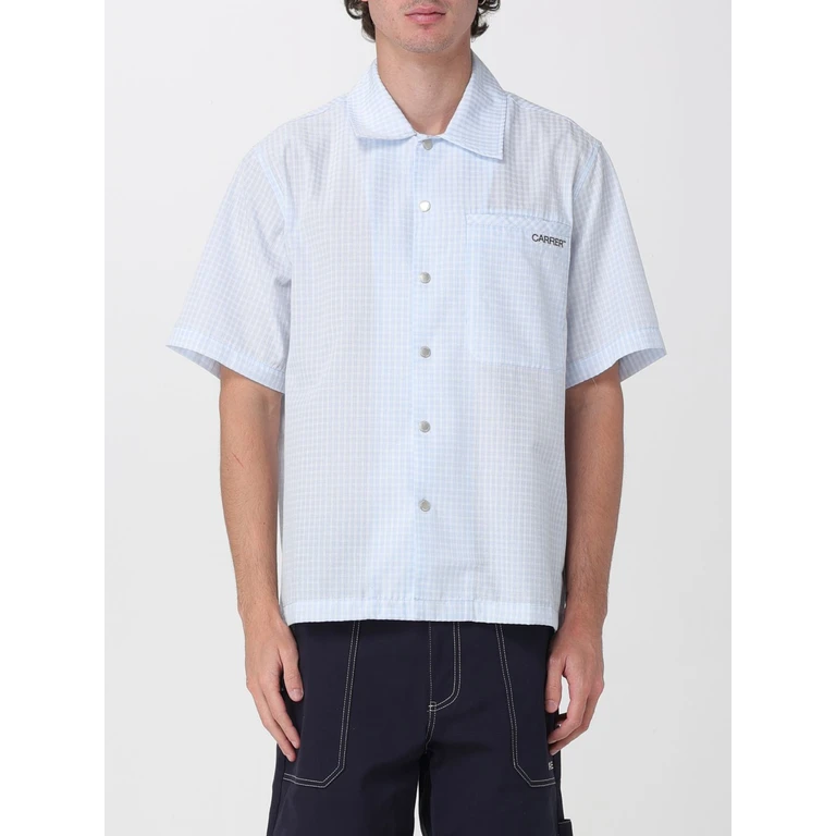 Short-Sleeve Cotton Bowling Shirt with Patch Pocket (BECKSHORTSLEEVECHECKSSHIRTBLUE)