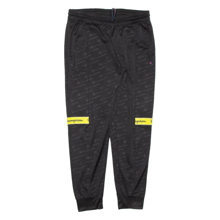 CHAMPION Mens Track Pants Black Tapered L W32 L30