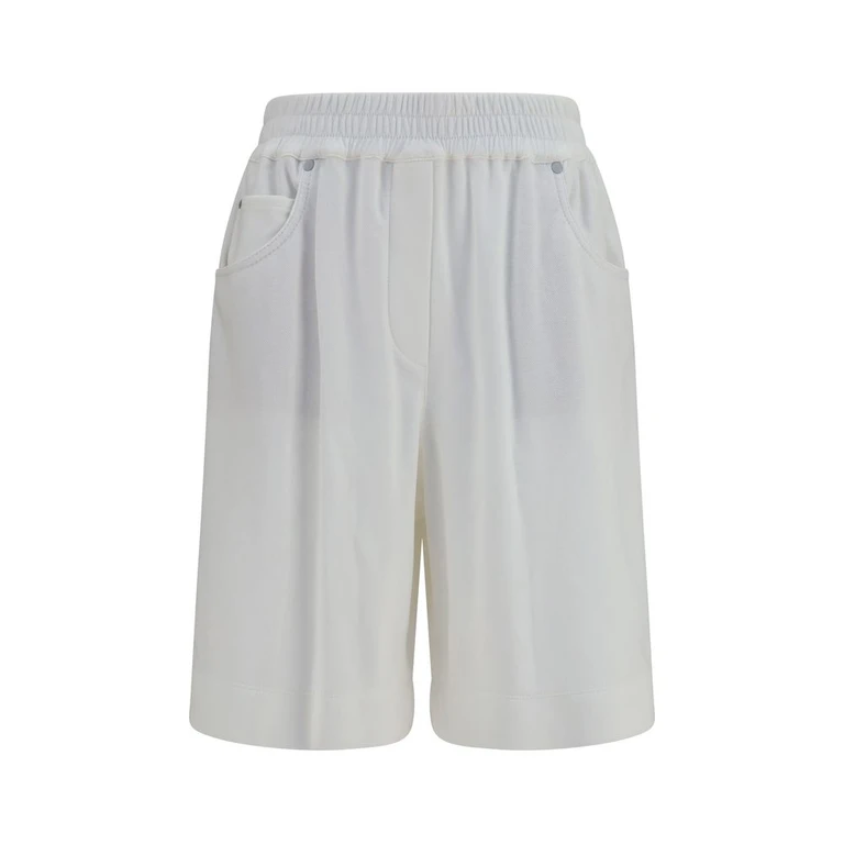 Brunello Cucinelli White Cotton Bermuda Shorts - Women
