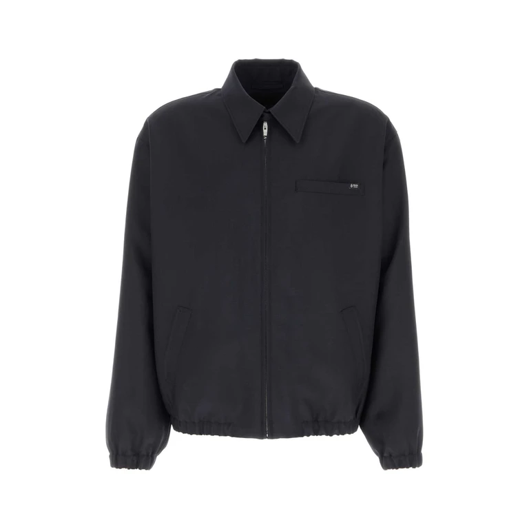 Prada Midnight Blue Wool Blend Bomber Jacket Bleu Exterior: Virgin Mohair Giubbini - Men