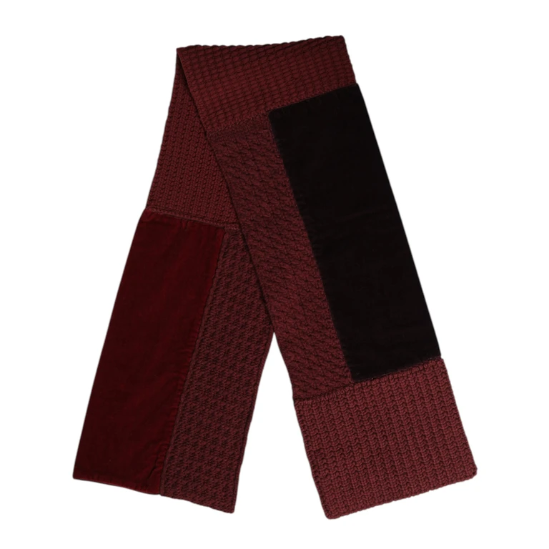 Maroon Black Neck Warmer Wrap Shawl Scarf Virgin Wool Cotton - Men