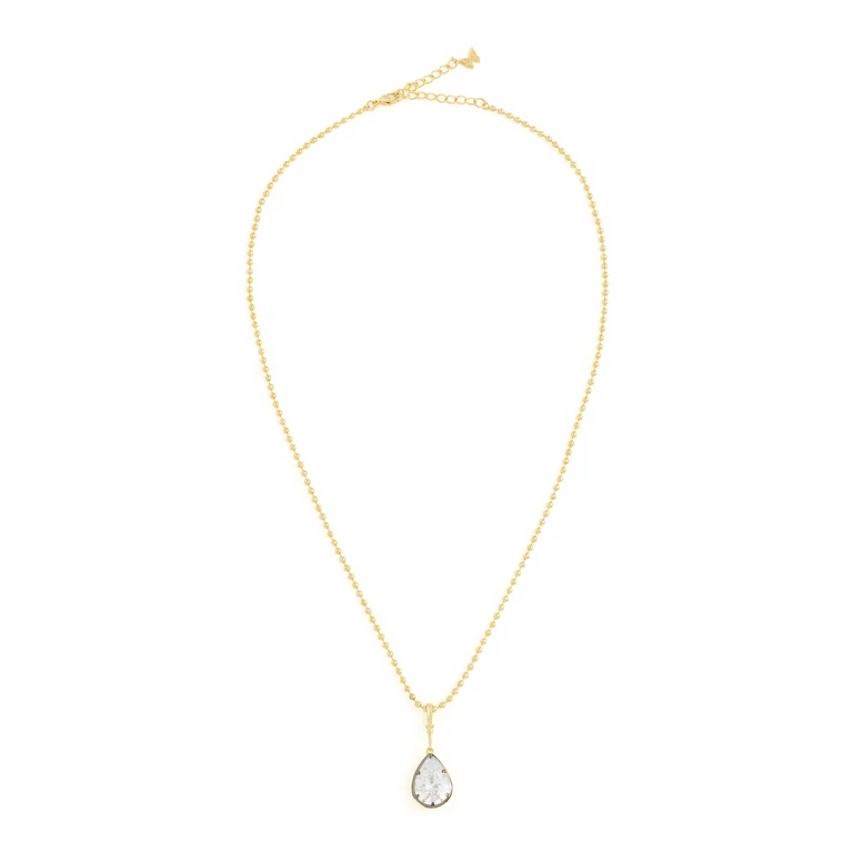 By Adina Eden CZ Pear Encased Statement Necklace Charm Gold One Size