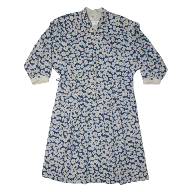 PETER HAHM Womens A-Line Dress Blue Wool Floral Midi UK 20