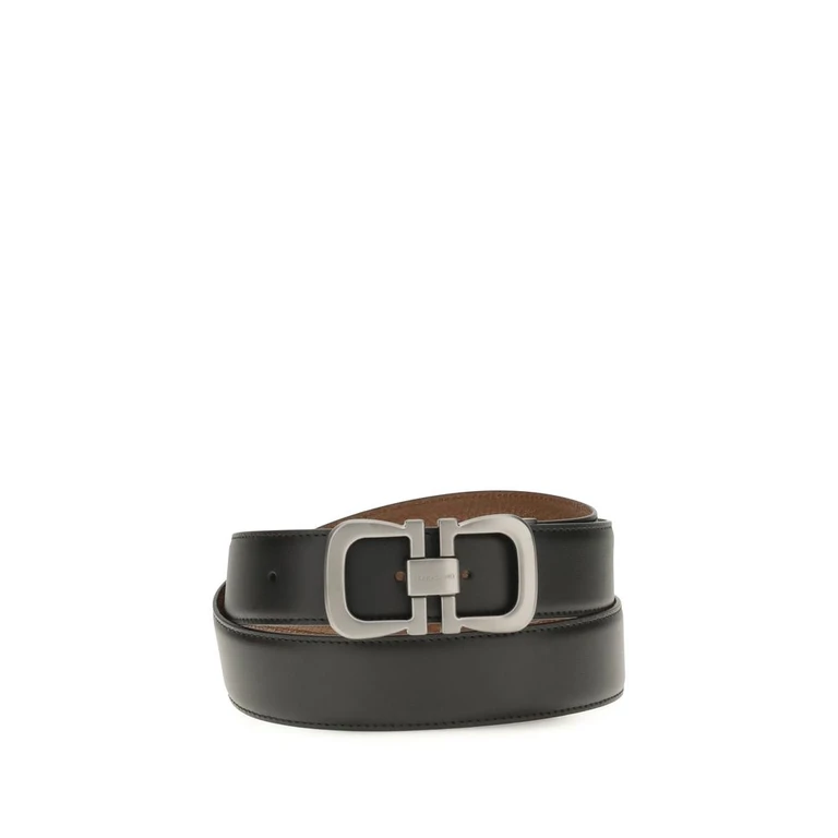 Ferragamo Black Calf Leather Bos Taurus Regular Belt - Men